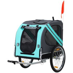 Cargo Bike Trailer for Pets Blue/Grey Large Wheels 3 Entrances Mesh Screen Off-Road Travel Cart