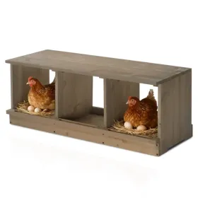 Nesting Boxes For Chickens, Wooden Chicken Nesting Box, Laying Eggs Nest Box For Chickens Hens Ducks, Gray, 3 Compartments (Option: defaulttitle)
