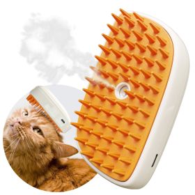 4 In 1 Cat Steam Brush, Anti Static Shedding Spray Comb, Hair Removal, Mist Indoor Steamy Grooming Brush For Dog, Water Spritz Defur Cepillo, Spa (Option: Orange)