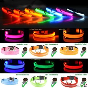 LED Adjustable Dog Collar Blinking Flashing Light Up Glow Pets Safety Waterproof (Option: L-Blue)