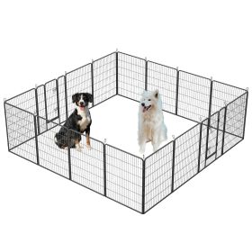 Dog Playpen Outdoor, 16 Panels Dog Pen 40" Height Dog Fence Exercise Pen with Doors for Large/Medium/Small Dogs, Portable Pet Playpen for Yard, R (Color: as Pic)